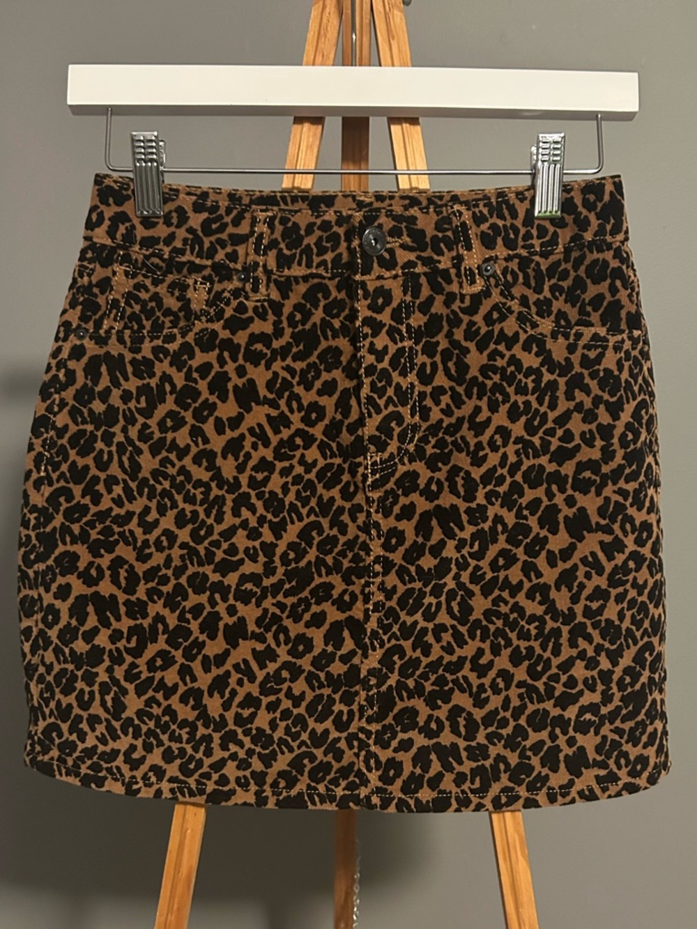 Leopard Print Corduroy Mini Skirt Size 3